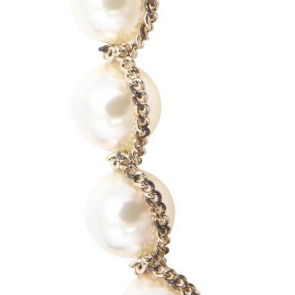 CHANEL Gold Pearl Logo Charm Bracelet - Picture 7 of 8